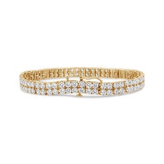 14K Gelbgold 10.0 Karat Diamant-Tennisarmband mit 2 Reihen