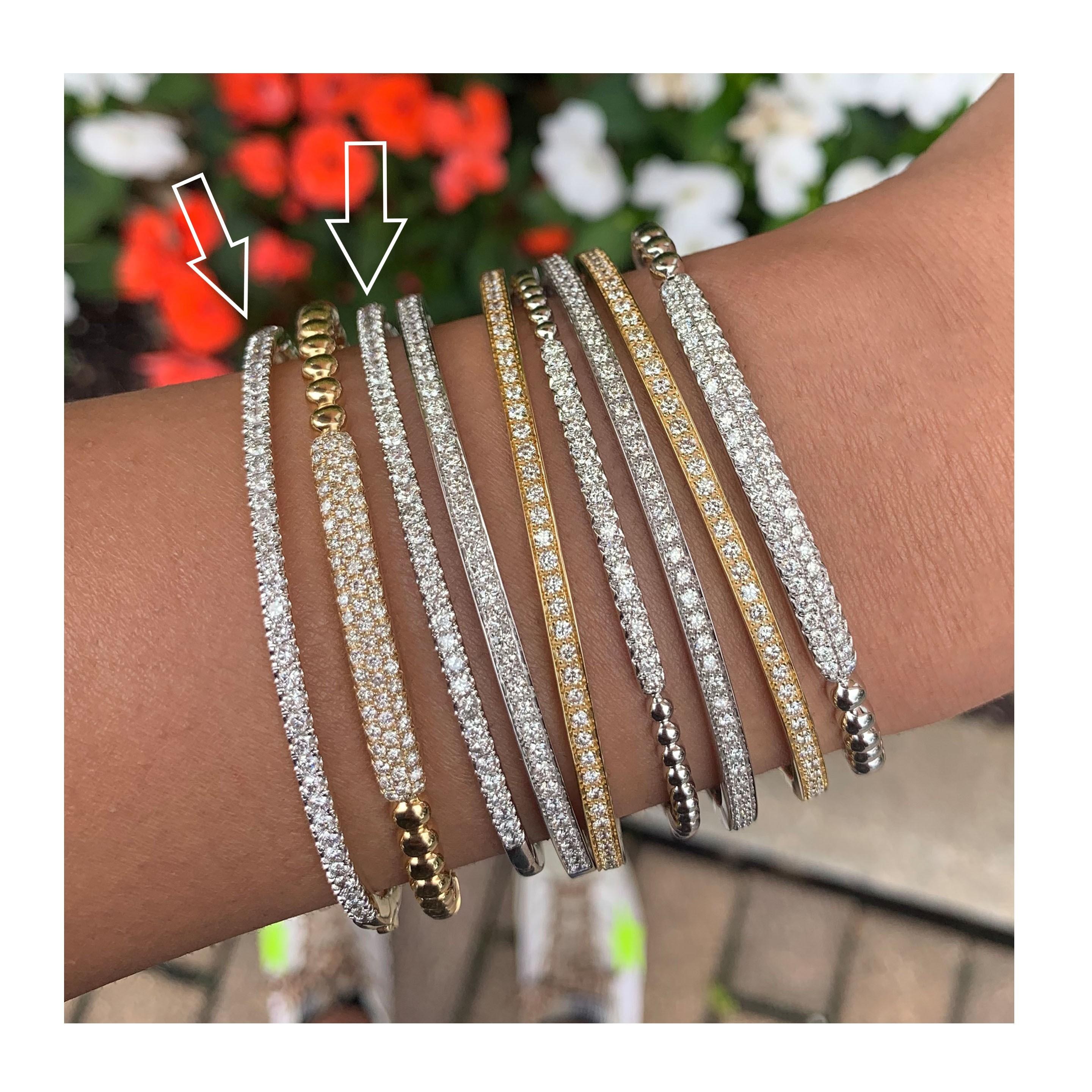 Bracelet jonc en or jaune 14 carats avec diamants de 1,00 carat Neuf - En vente à Great neck, NY