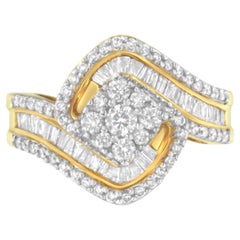 14K Yellow Gold 1.00 Carat Diamond Bypass Cluster Ring