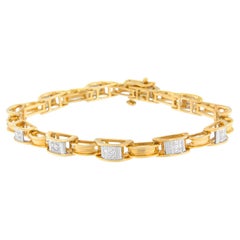 Bracelet à maillons en or jaune 14 carats avec diamants de 1,00 carat