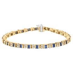 14K Gelbgold 1,00 Karat Gesamtkaratgewicht Diamant und abwechselnd blauer Saphir Gliederarmband