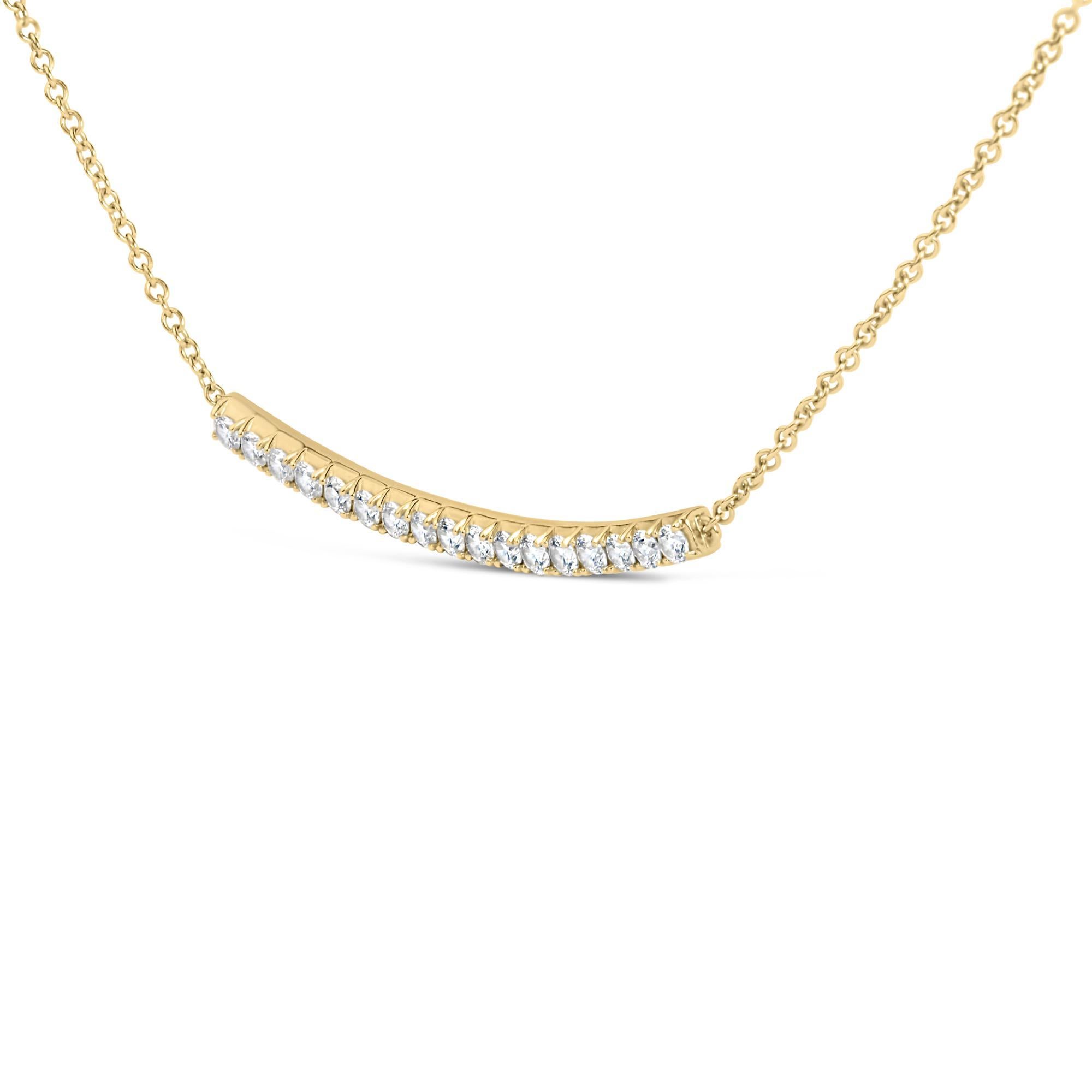 Moderne Collier pendentif de 18 pouces en or jaune 14 carats avec diamants de 1,00 carat au total