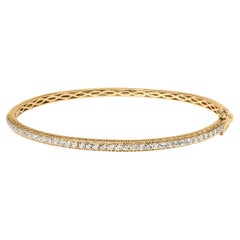 14K Yellow Gold 1.00 Cttw Half Eternity Diamond Bangle Bracelet