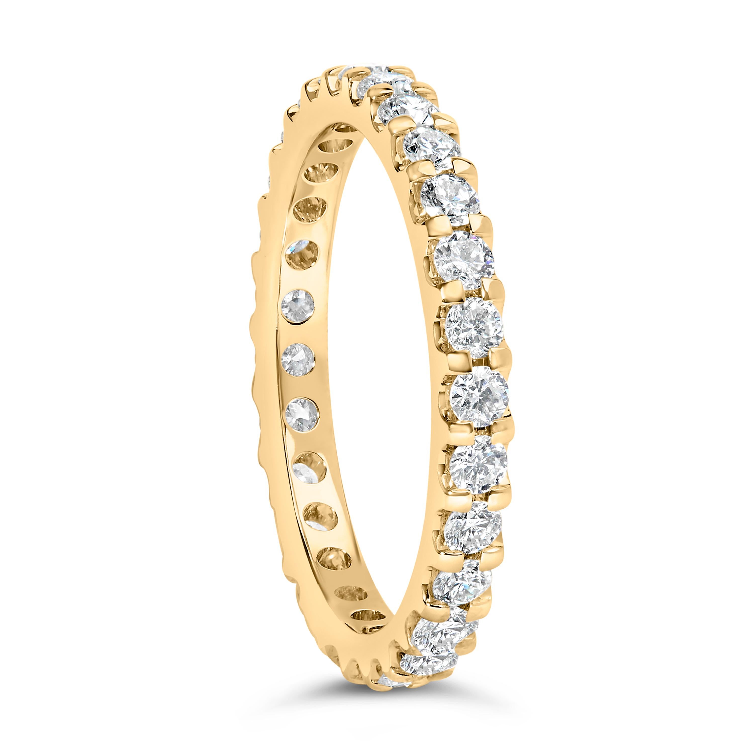 14K Yellow Gold 1.00 Cttw Shared Prong Set Round Diamond Eternity Band Ring 3