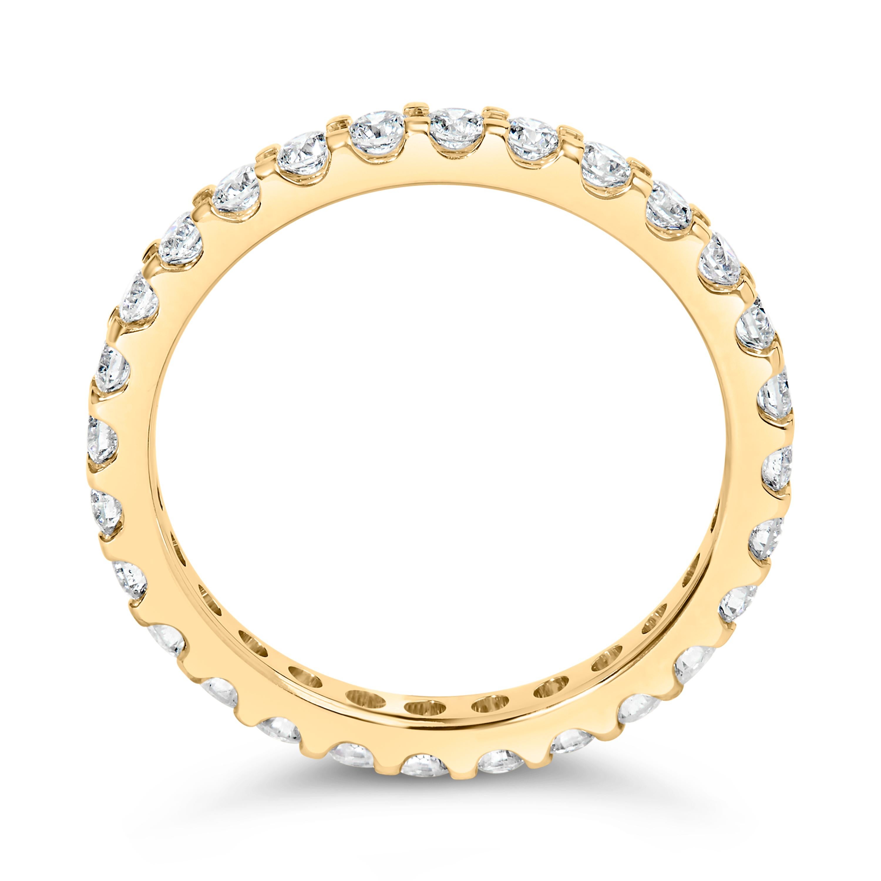 14K Yellow Gold 1.00 Cttw Shared Prong Set Round Diamond Eternity Band Ring 4