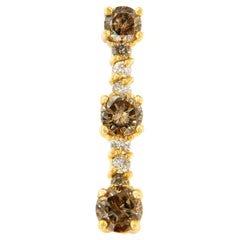14k Yellow Gold 1.00 Cttw White and Champagne Diamond Drop Pendant Necklace
