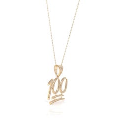 Collana con ciondolo "100" in oro giallo 14K e diamanti VS1
