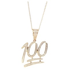 14K Yellow Gold "100" Pendant Necklace with VS1 Diamonds