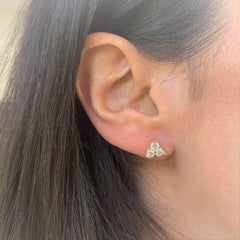 14K Yellow Gold 1.00ct Diamond 3 Stone Earrings for Her