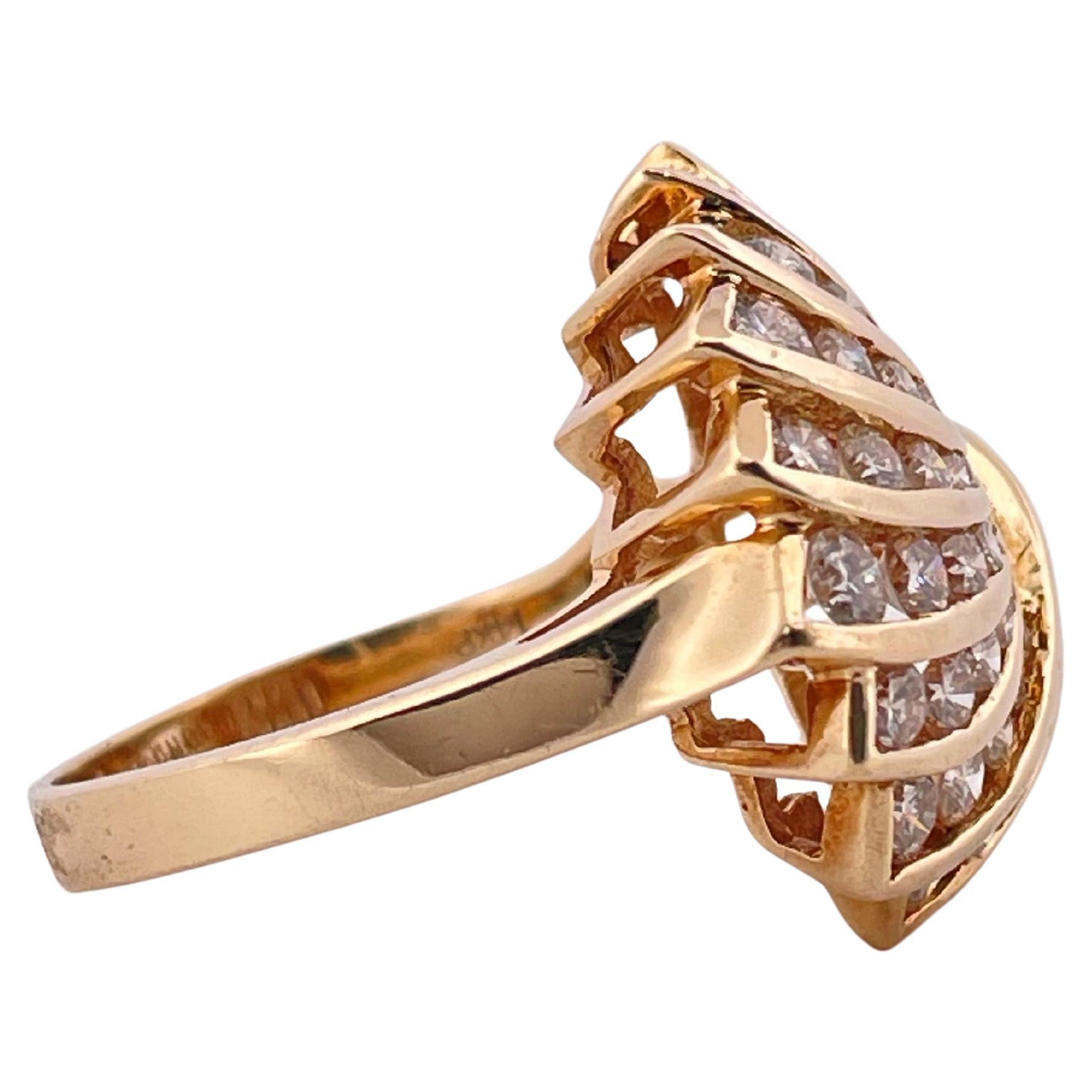 Taille ronde Bague en or jaune 14K 1.00ctw I-J SI1-SI2 diamant en vente