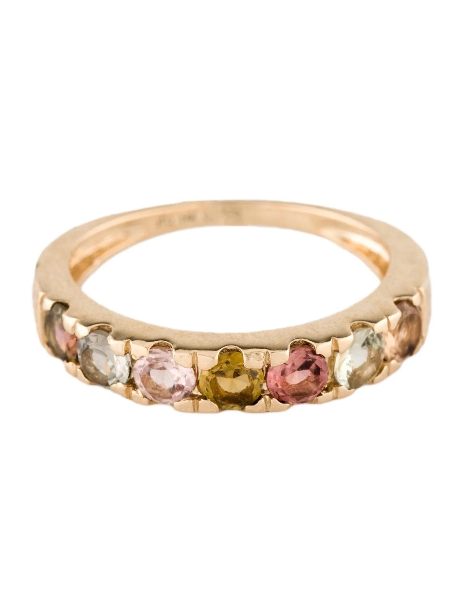 Artista Anello a fascia in oro giallo 14K con tormalina multicolore da 1,00ctw, misura 6,75 in vendita
