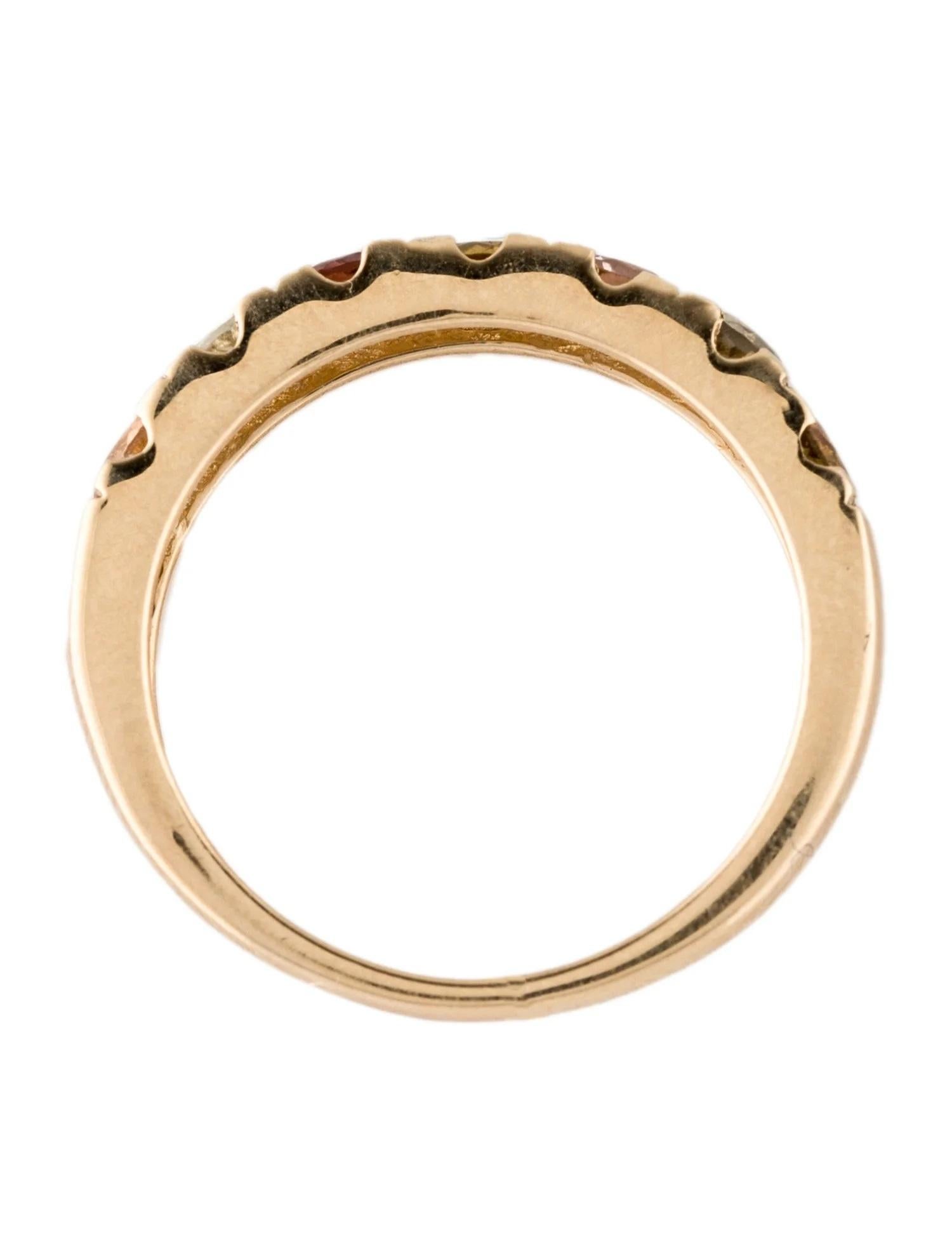 Anello a fascia in oro giallo 14K con tormalina multicolore da 1,00ctw, misura 6,75 In condizioni Nuovo in vendita a Holtsville, NY