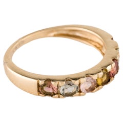 Bague jonc en or jaune 14 carats avec tourmaline multicolore de 1,00 ctw, taille 6,75
