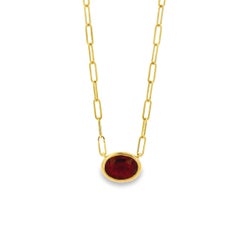 14k Yellow Gold 1.00ctw Ruby in a Paper Clip Chain Necklace