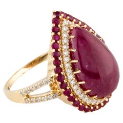 14K Yellow Gold 10.17ctw Ruby 
Diamond Cocktail Ring Size 7  Round Brilliant R