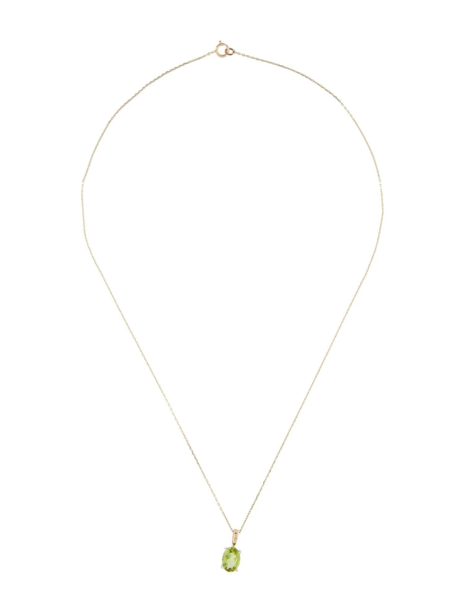Artist 14K Yellow Gold 1.01ct Peridot Pendant Necklace