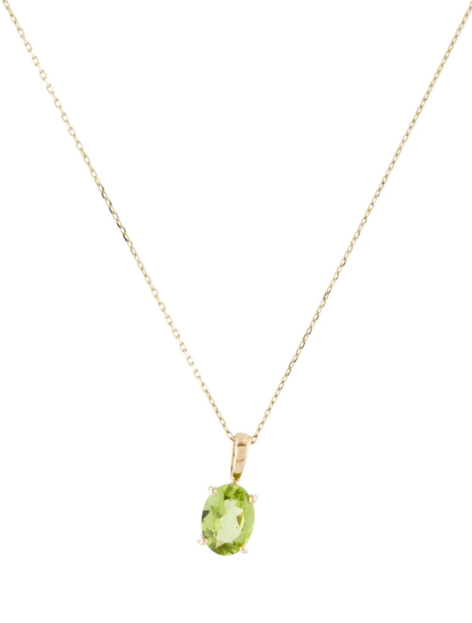 Oval Cut 14K Yellow Gold 1.01ct Peridot Pendant Necklace