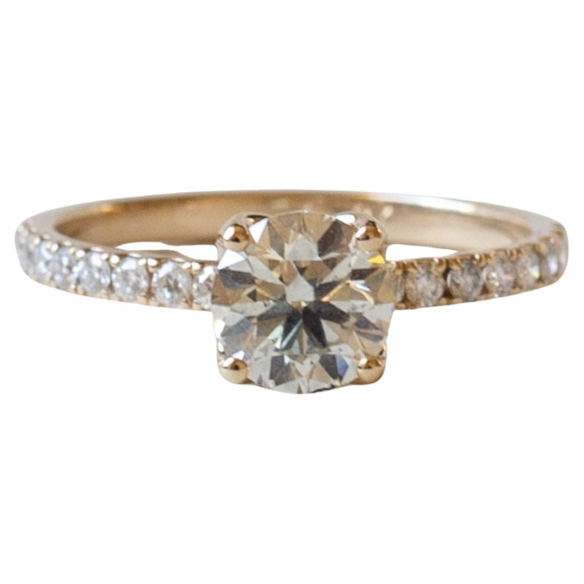 Anello di fidanzamento in oro giallo 14K con diamante da 1,02 carati