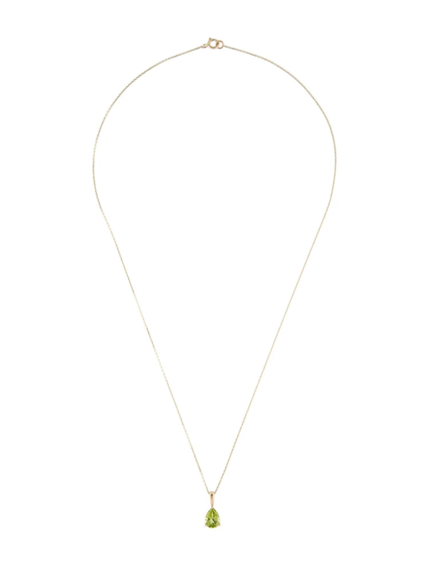 Artist 14K Yellow Gold 1.02ct Pear-Cut Peridot Pendant Necklace, 16-Inch Chain