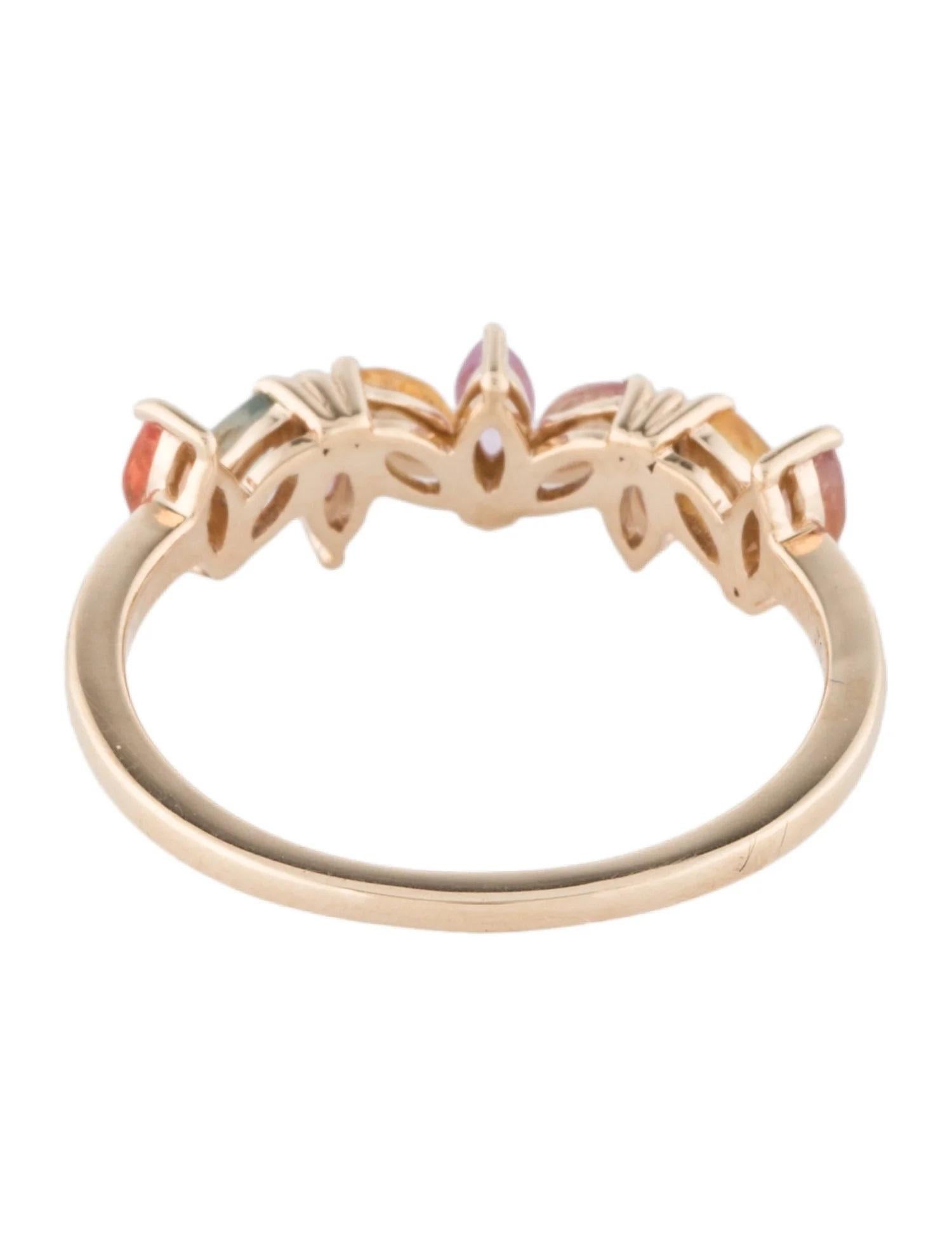 Marquise Cut 14K Yellow Gold 1.02ctw Multi Sapphire Band Ring, Size 7, Marquise Brilliant Sap For Sale