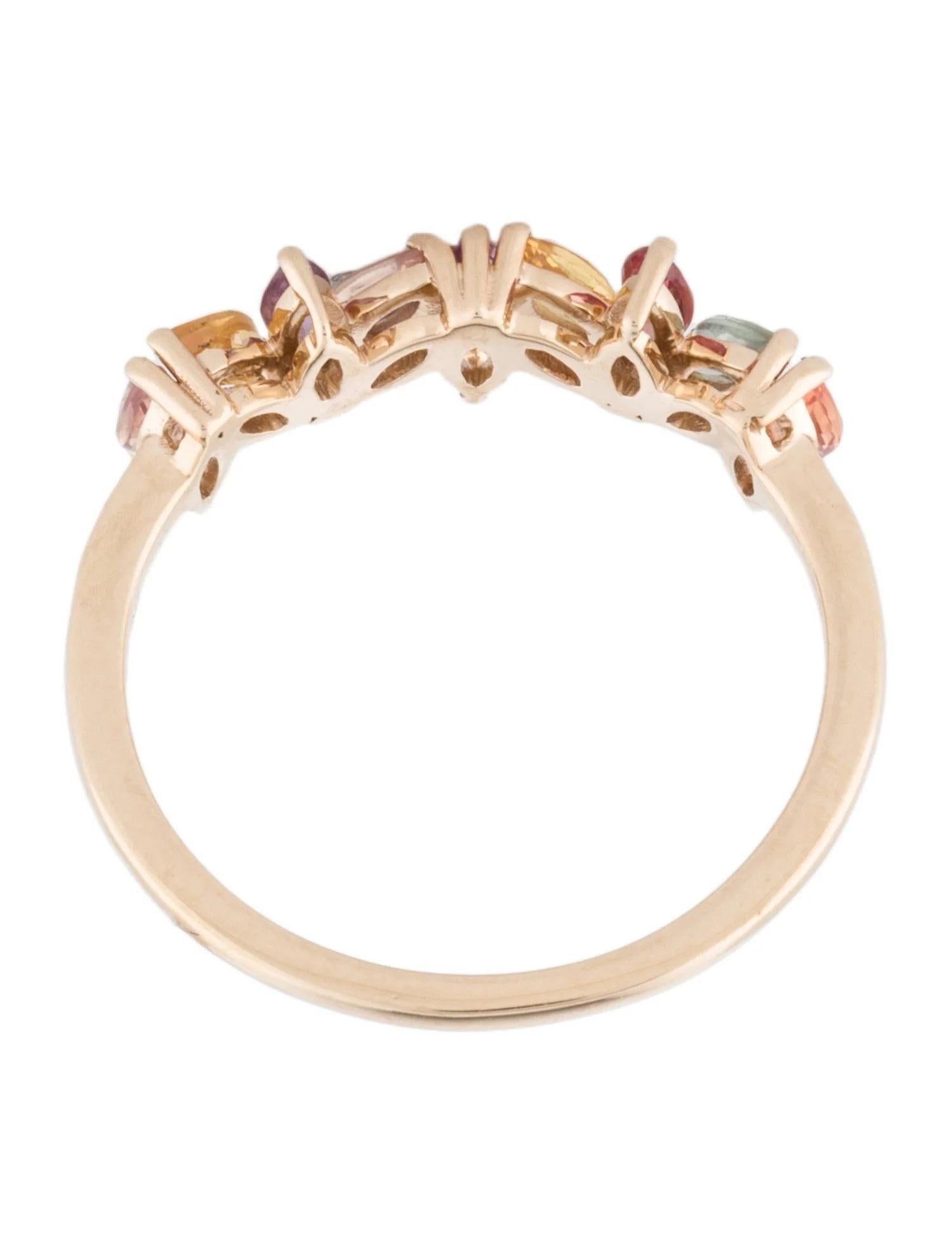 14K Yellow Gold 1.02ctw Multi Sapphire Band Ring, Size 7, Marquise Brilliant Sap In New Condition For Sale In Holtsville, NY
