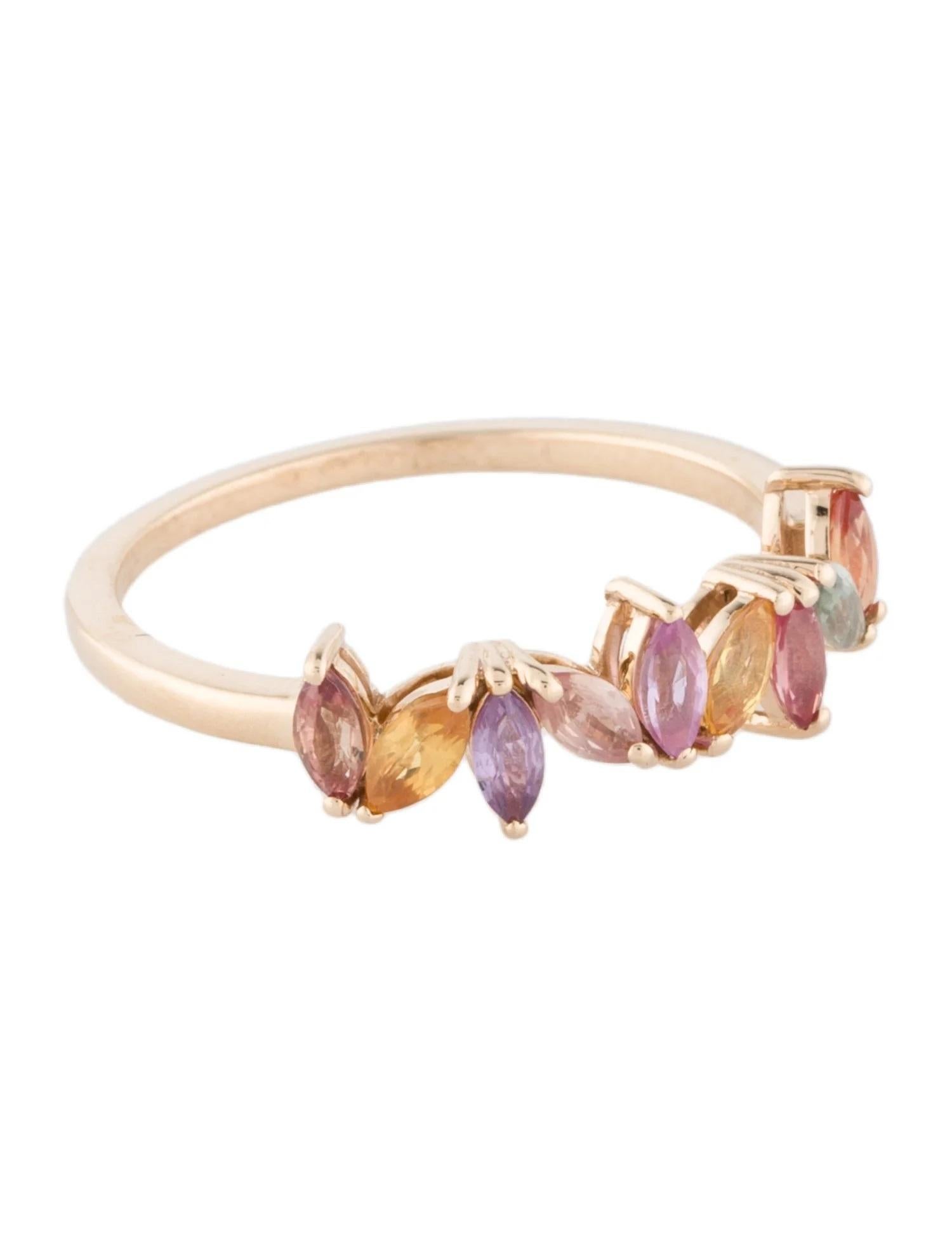 14K Yellow Gold 1.02ctw Multi Sapphire Band Ring, Size 7, Marquise Brilliant Sap For Sale