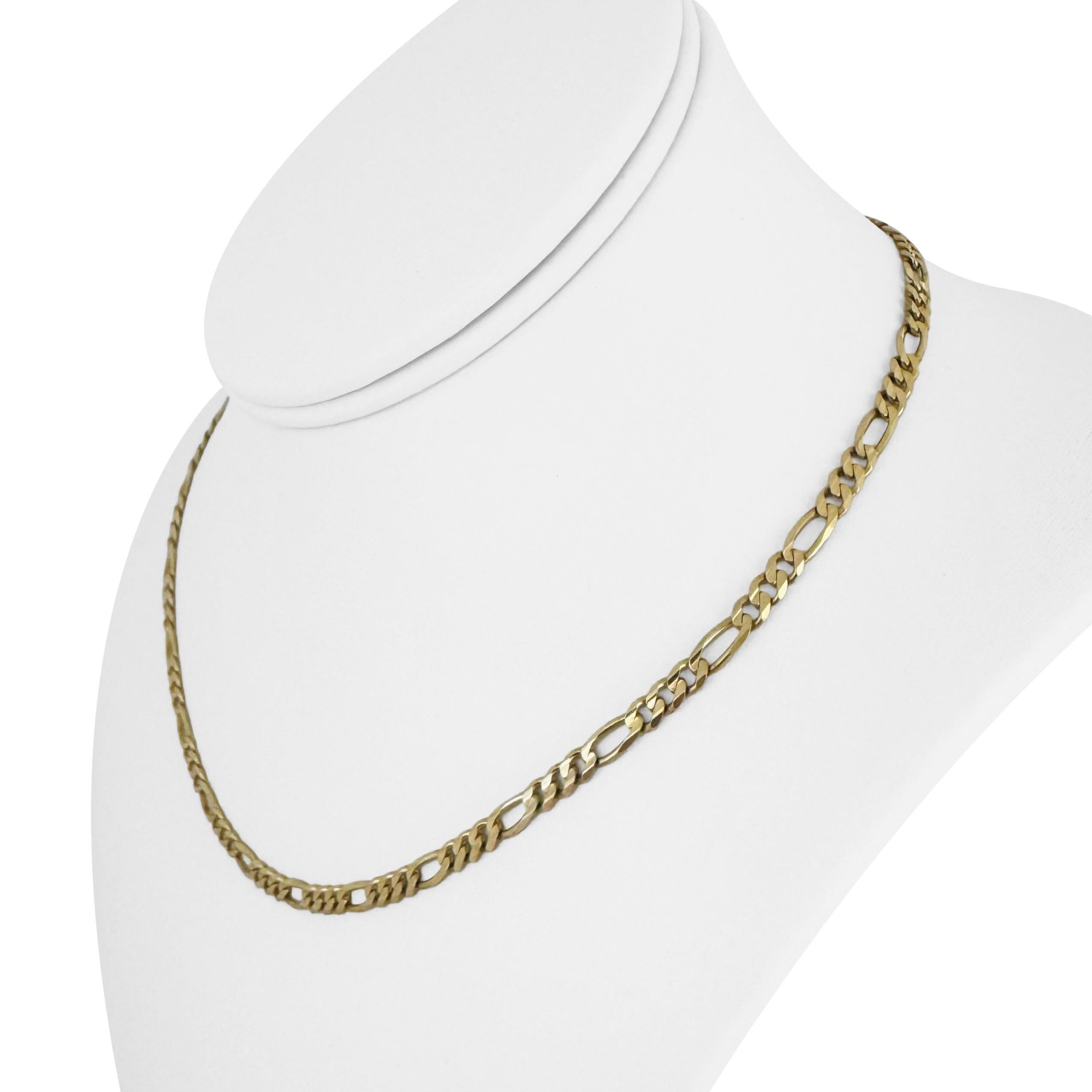 14k Yellow Gold 10.2g Solid 4mm Figaro Link Chain Necklace Italy 17