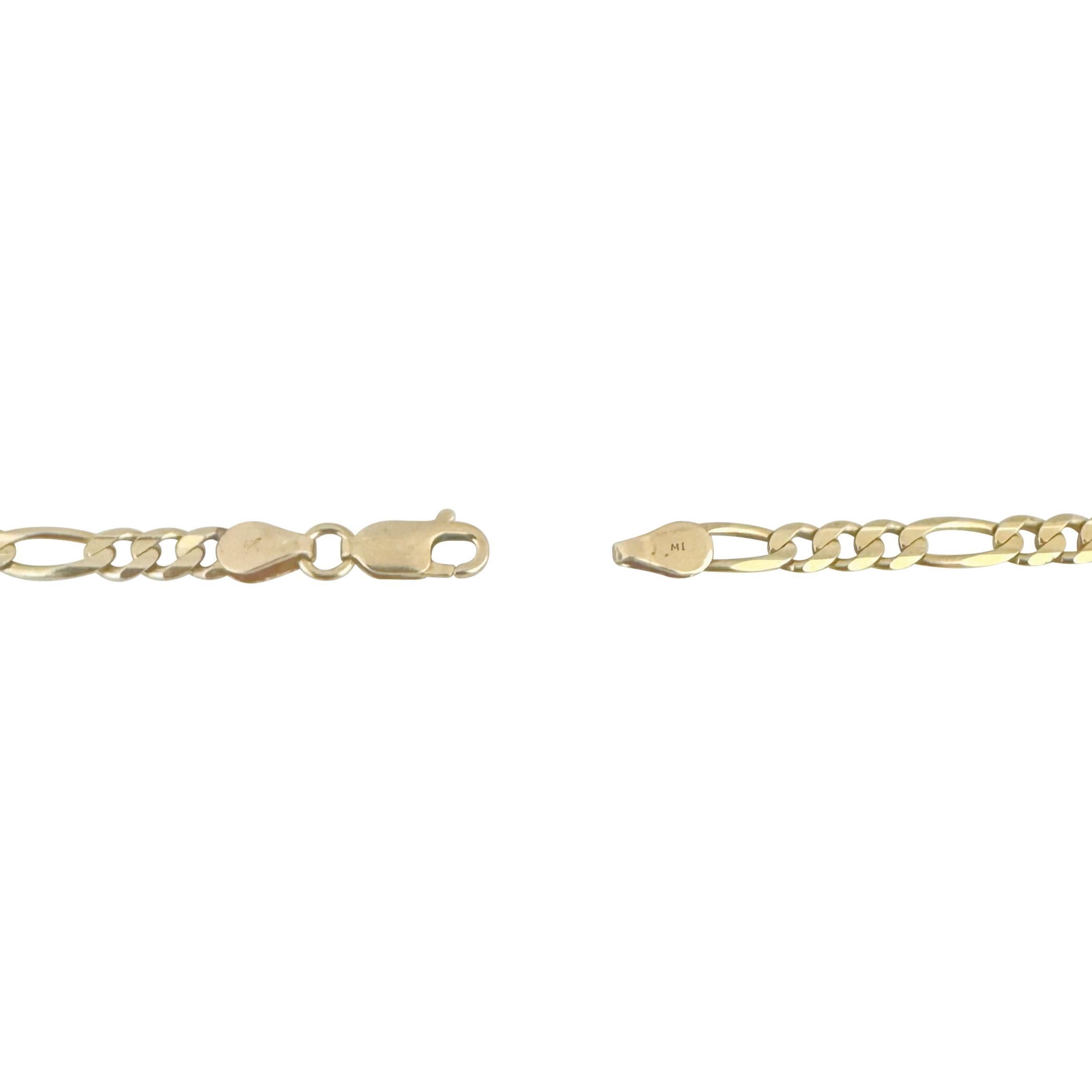 14k Yellow Gold 10.2g Solid 4mm Figaro Link Chain Necklace Italy 17