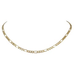 14k Yellow Gold 10.2g Solid 4mm Figaro Link Chain Necklace Italy 17"