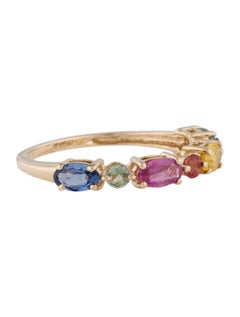 Anillo de oro amarillo de 14 quilates con zafiro multicolor de 1,03 quilates, talla 6,75