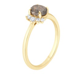 14K Yellow Gold 1.04 Carat Oval Salt & Pepper Diamond Ring