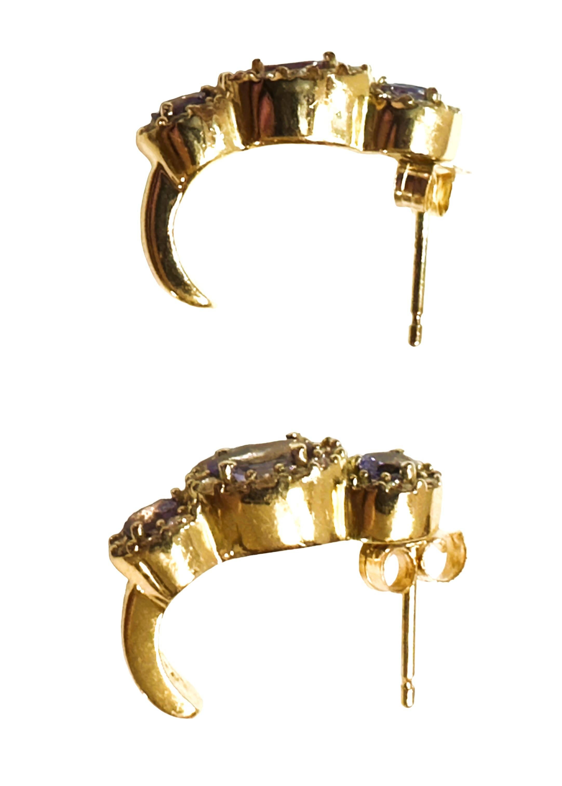 14k Yellow Gold 1.05 ct Tanzanite & 1 ct Diamond Stud Earrings with Appraisal  1