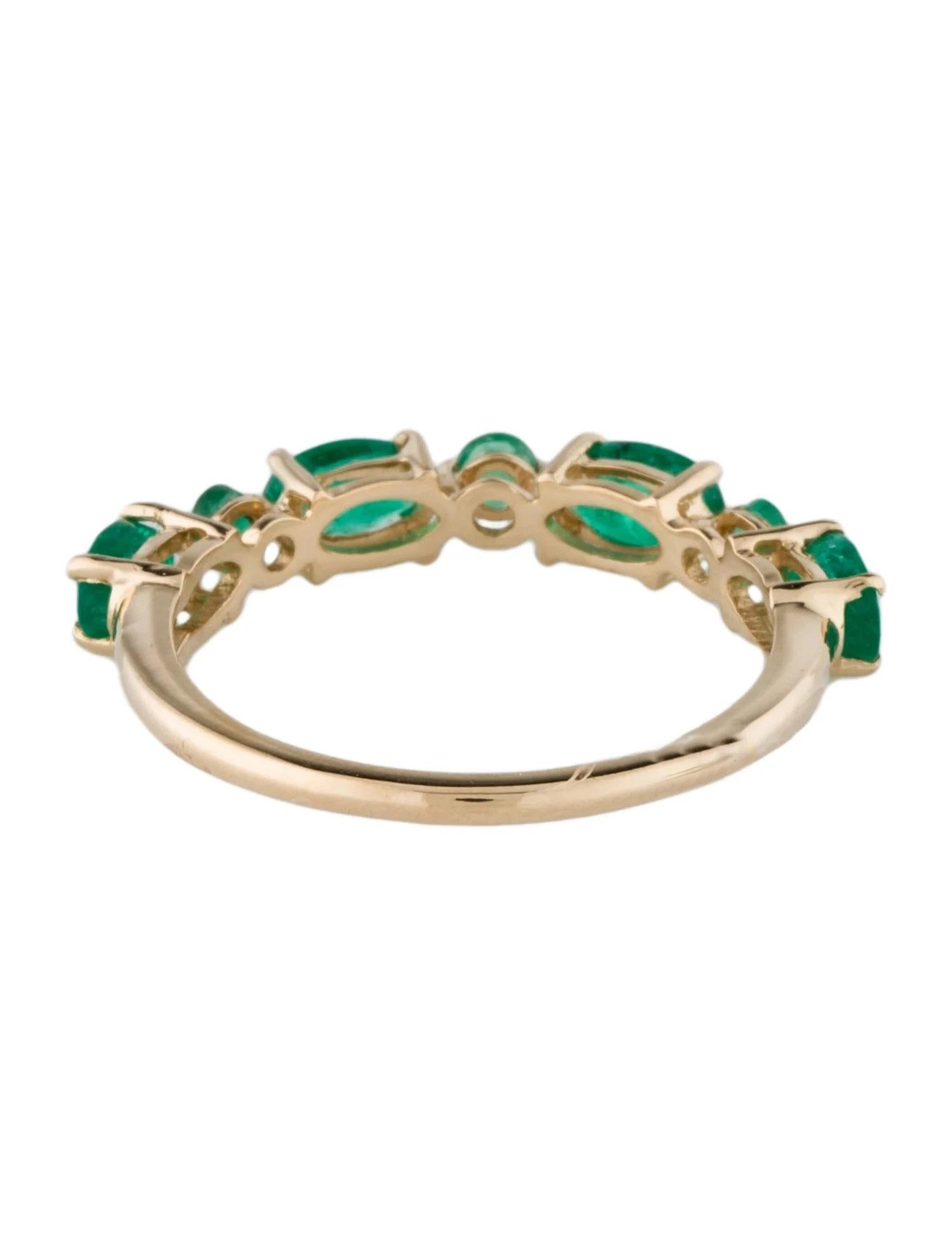 Emerald Cut 14K Yellow Gold 1.05ctw Emerald Half Eternity Band, Size 6.75 For Sale