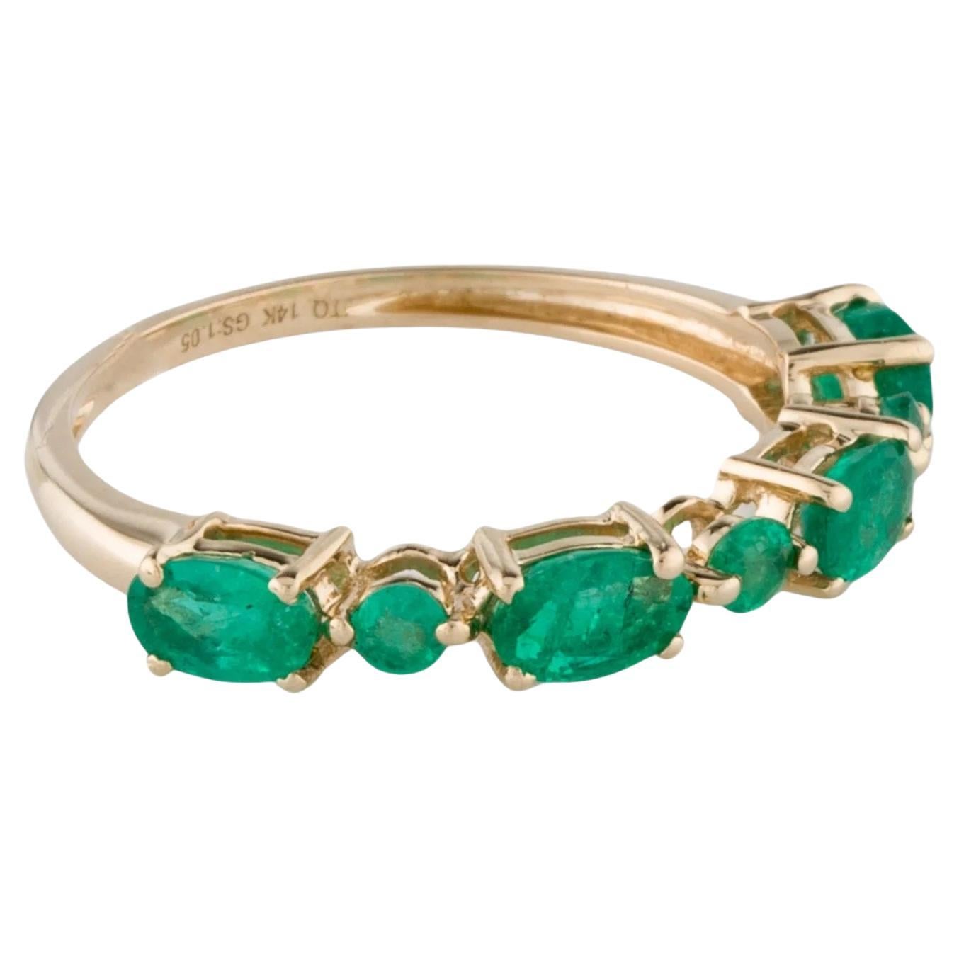 14K Yellow Gold 1.05ctw Emerald Half Eternity Band, Size 6.75