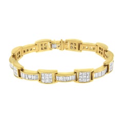 14k Yellow Gold 10.75 Carat Princess and Baguette-Cut Diamond Box-Link Bracelet