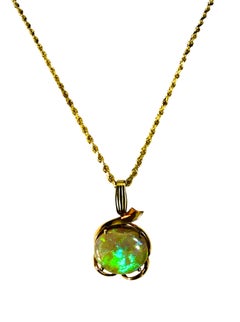 14k Yellow Gold 10.83 Carat Cabochon Opal Necklace 18"