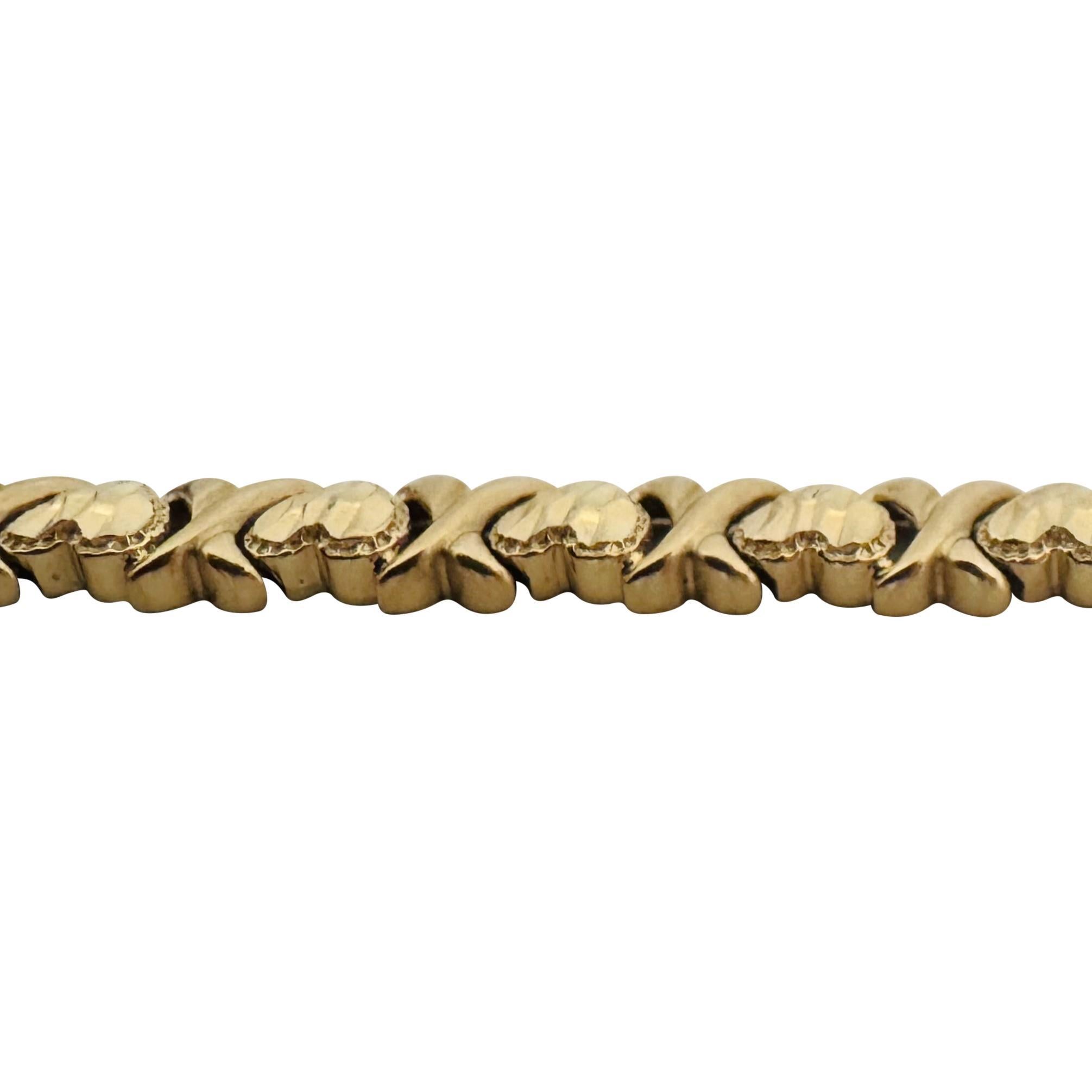 14k Gelbgold 10,8g Diamantschliff Herzen und Kissen XO Gliederarmband 7