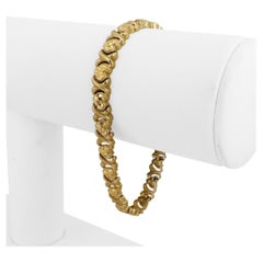 14k Gelbgold 10,8g Diamantschliff Herzen und Kissen XO Gliederarmband 7"