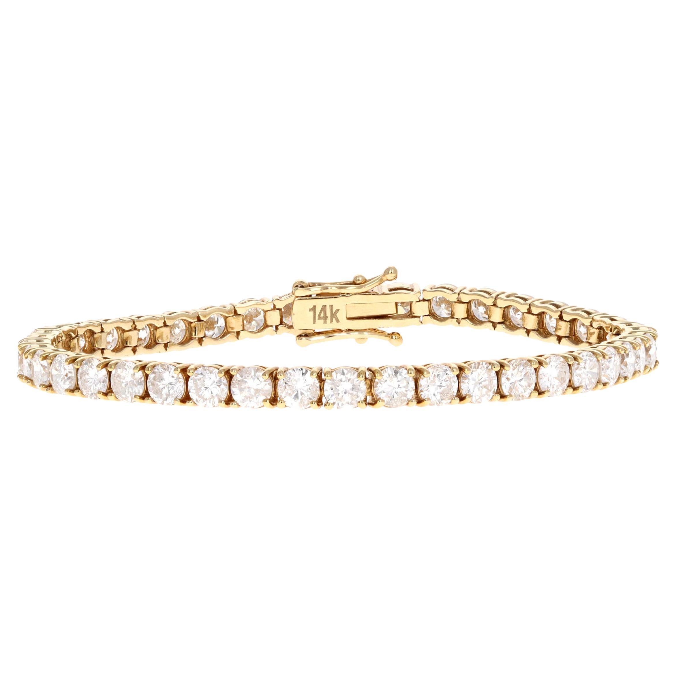 Bracciale tennis in oro giallo 14K con diamanti rotondi da 10,92 carati di peso totale