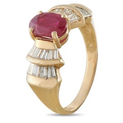 14K Yellow Gold 1.0ct Diamond and Ruby Cocktail Ring MF10-070826
