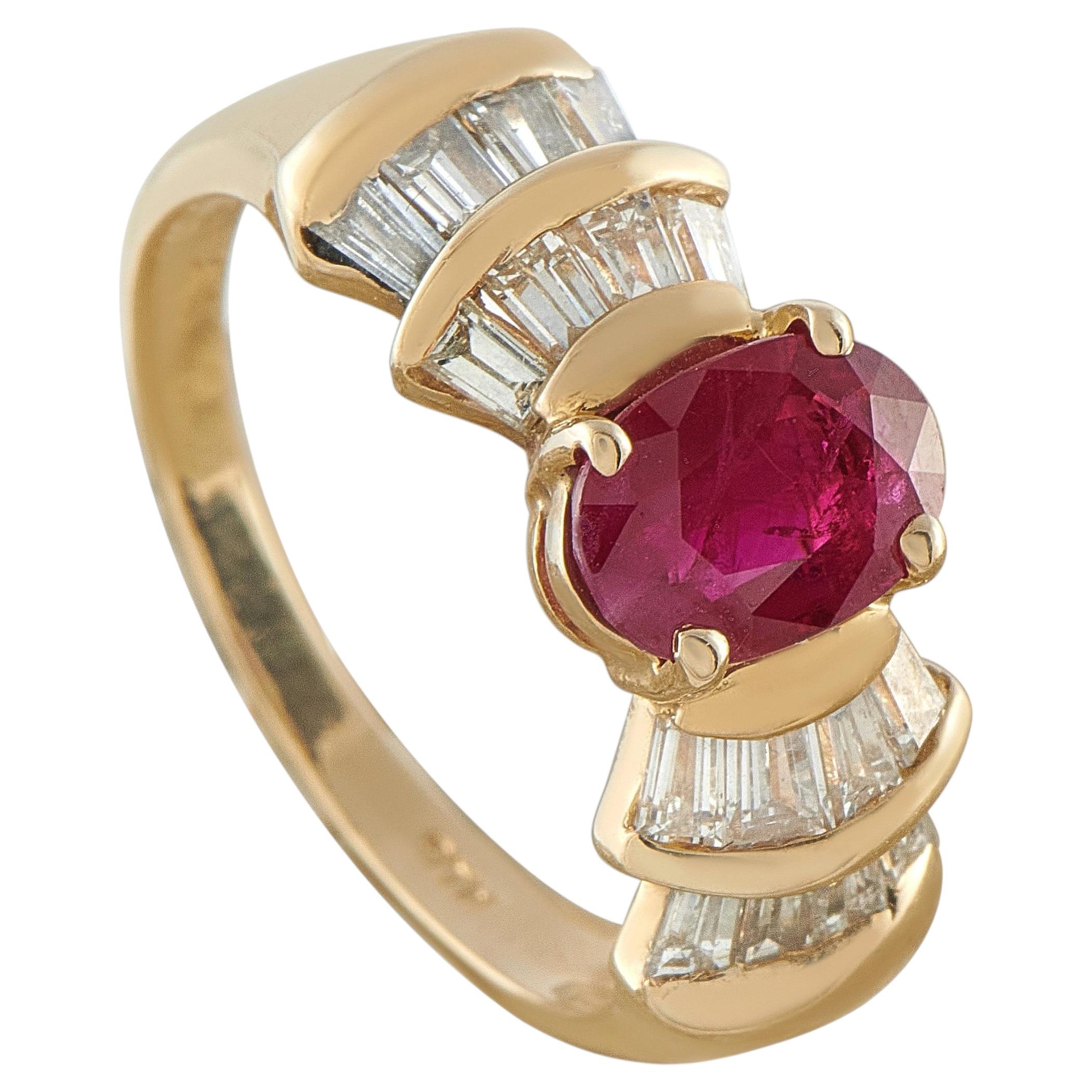 14K Yellow Gold 1.0ct Diamond and Ruby Cocktail Ring MF10-070826