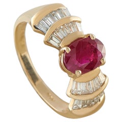 14K Yellow Gold 1.0ct Diamond and Ruby Cocktail Ring MF10-070826