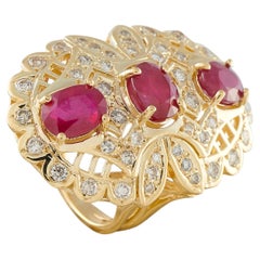 14K Yellow Gold 1.0ct Diamond and Ruby Ring MF23-050526