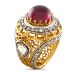 14K Yellow Gold 1.0ct Diamond and Tourmaline Ring MF19-020926