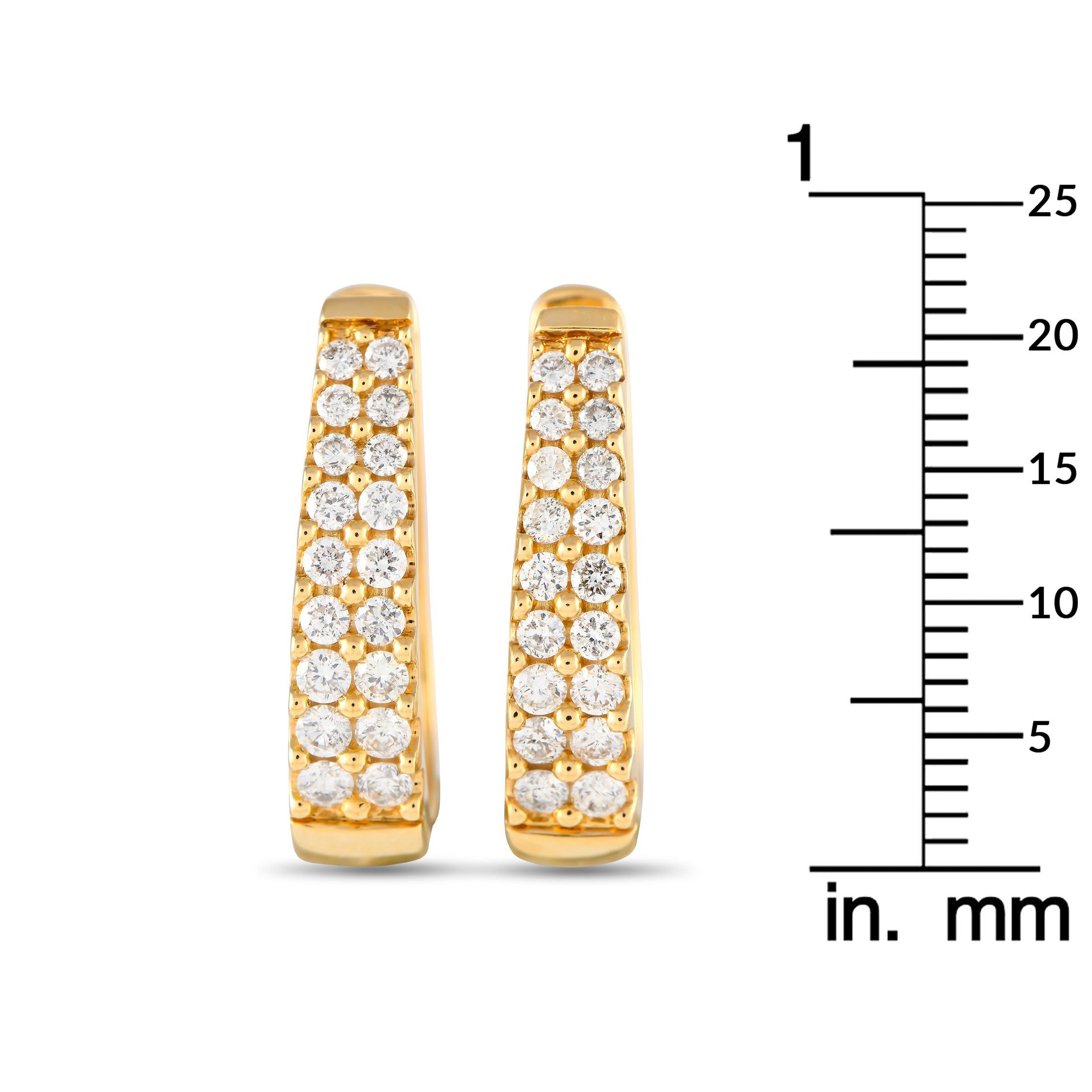 Round Cut 14K Yellow Gold 1.0ct Diamond Earrings For Sale