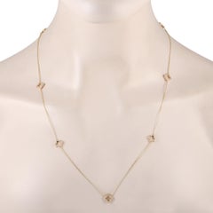 14K Yellow Gold 1.0ct Diamond Quatrefoil Station Necklace