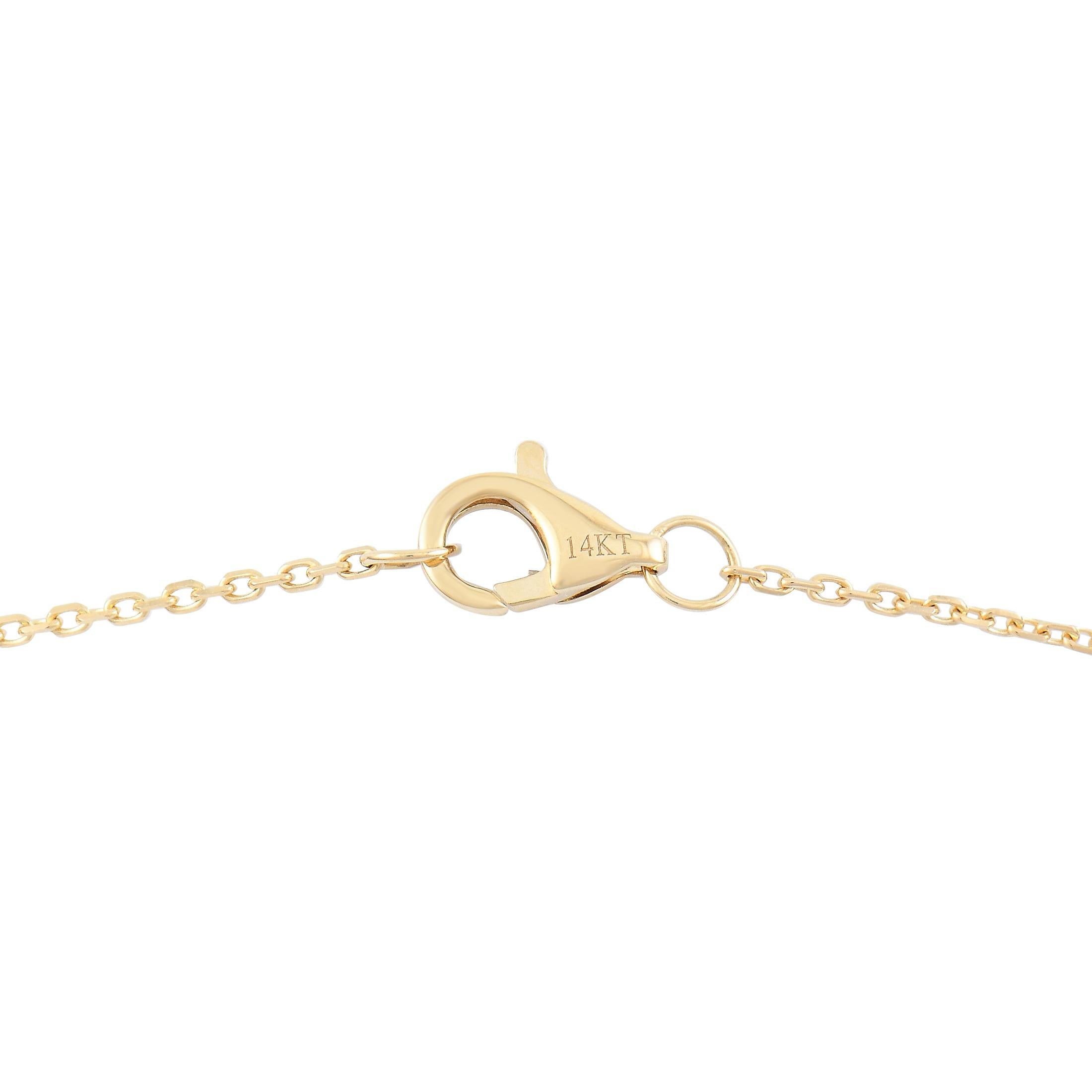 Round Cut 14K Yellow Gold 1.0ct Diamond Quatrefoil Station Necklace For Sale