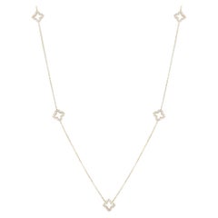 14K Yellow Gold 1.0ct Diamond Quatrefoil Station Necklace
