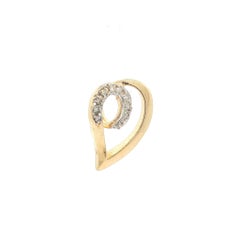 14k Yellow Gold .10ctw Pave Diamond Petite Swirl Open Heart Slide Pendant