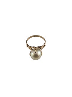 14K Yellow Gold 10mm Pearl Ring Size 7.25 #24459